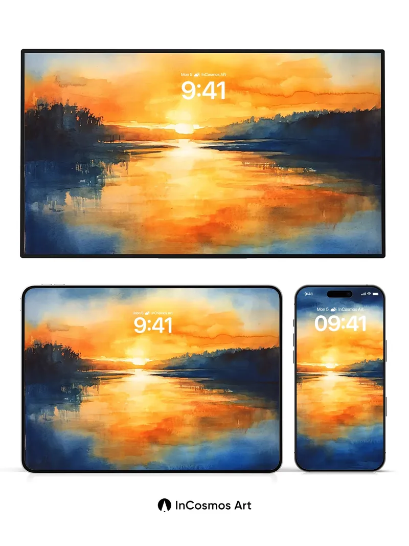 Serenity Sunset Wallpaper with Liquid Light