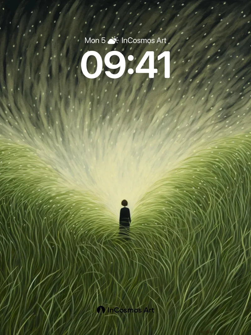 Whispering Grass Wallpaper with Starlight Path wallpaper for iPhone, iPad & Mac