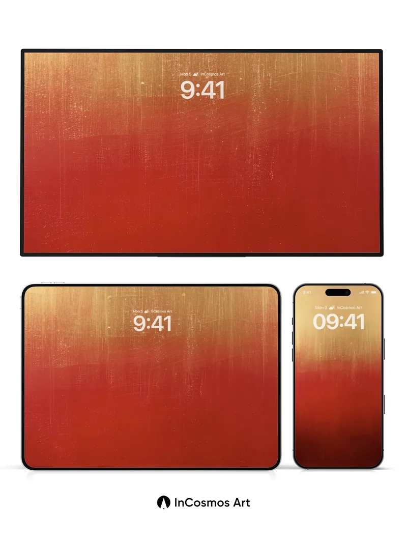 Crimson Horizon Wallpaper with Golden Fade