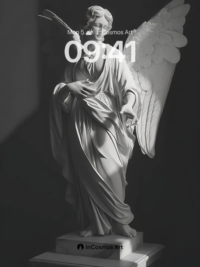 Serene Angel Wallpaper with Marble Light