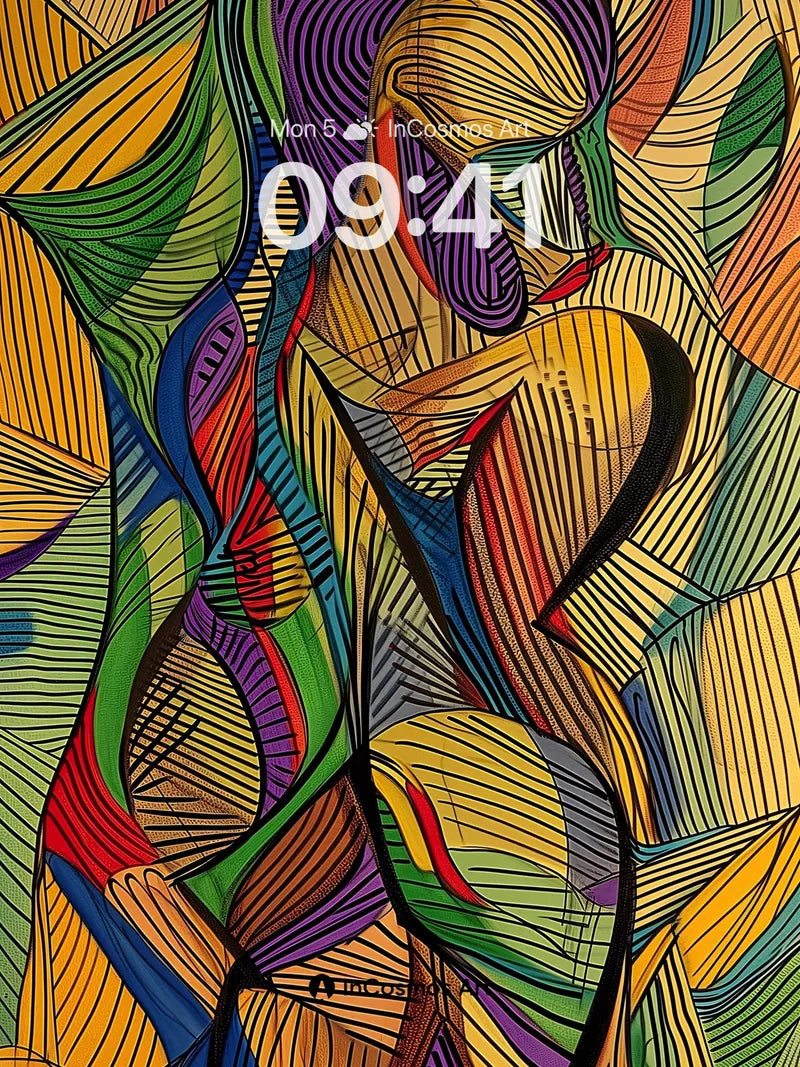Swirling Chroma Wallpaper with Hidden Lines wallpaper for iPhone, iPad & Mac