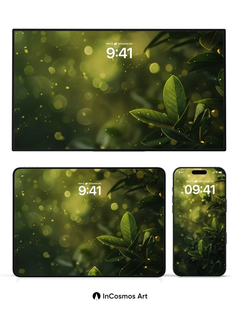 Golden Hush Wallpaper with Floating Light