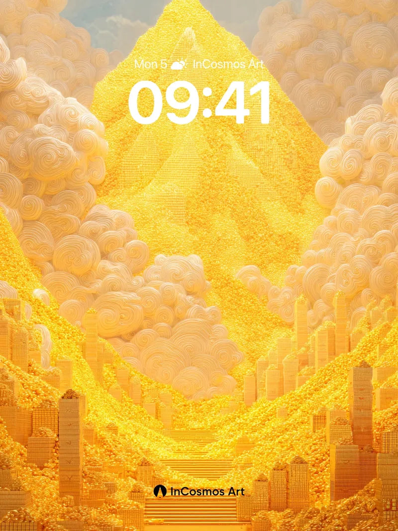 Golden Summit Wallpaper with Cloud Veils