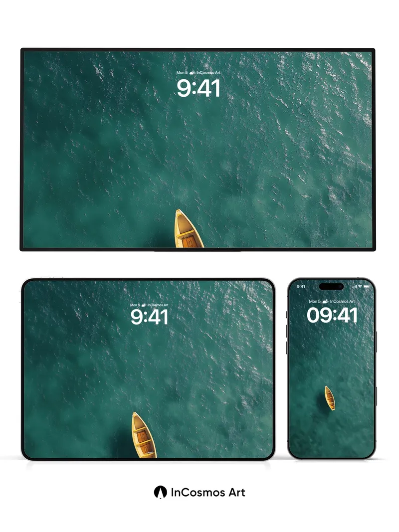 Serenity Drift Wallpaper with Solitary Boat