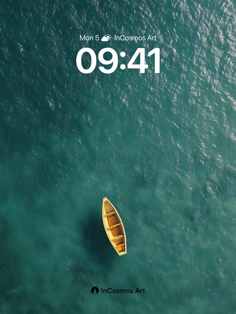 Serenity Drift Wallpaper with Solitary Boat