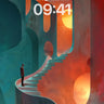 Surreal Stairway Wallpaper with Cosmic Light wallpaper for iPhone, iPad & Mac