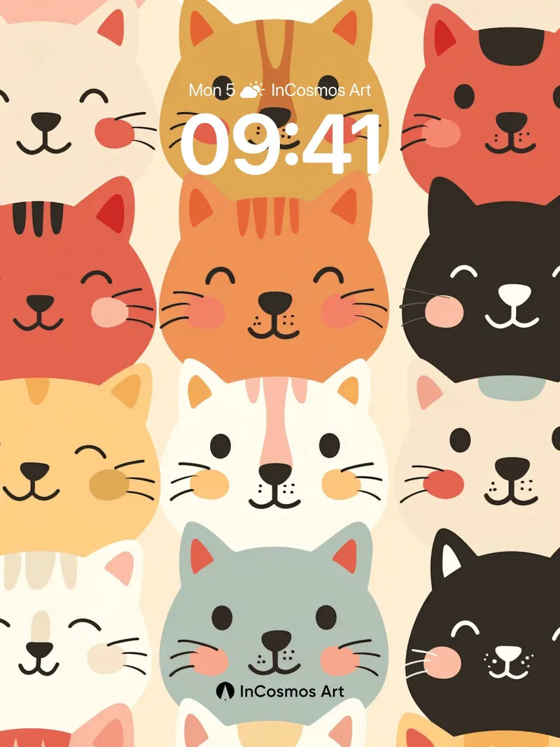 Whimsical Cat Faces Wallpaper with Playful Pouts wallpaper for iPhone, iPad & Mac
