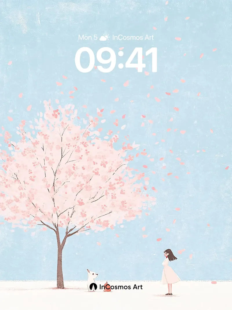 Serenity Bloom Wallpaper with Floating Petals