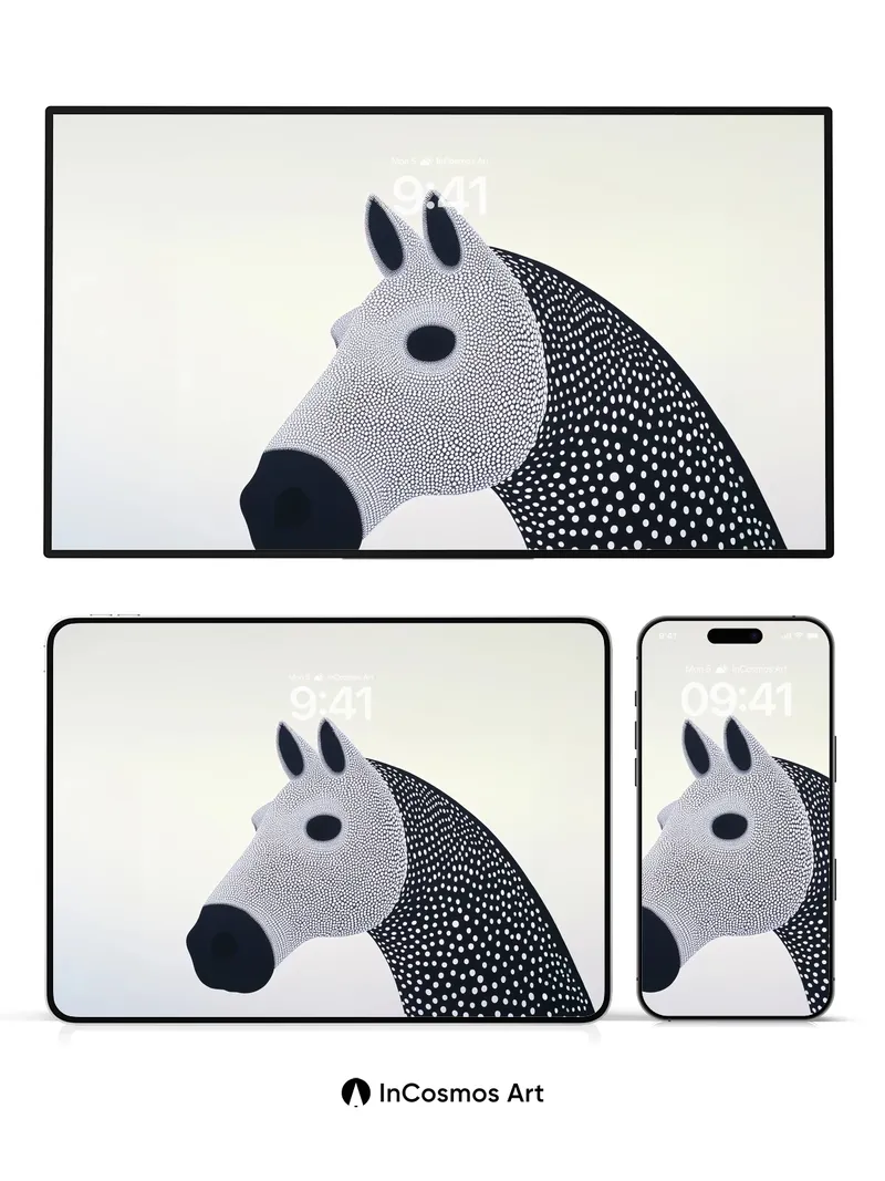 Polka-Dot Equine Wallpaper with Cosmic Texture