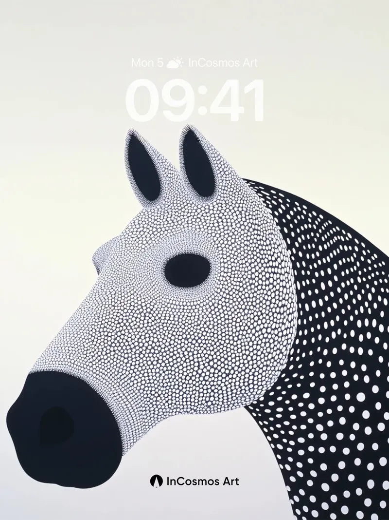 Polka-Dot Equine Wallpaper with Cosmic Texture