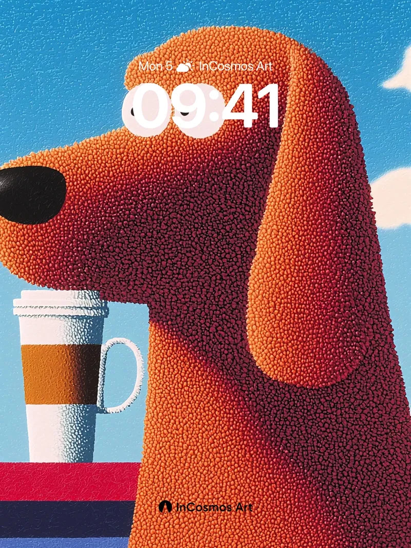 Playful Orange Dog Wallpaper with Textured Fur wallpaper for iPhone, iPad & Mac