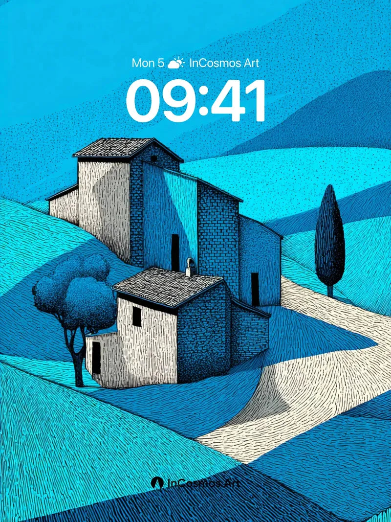 Cobalt Stillness Wallpaper with Whispering Fields wallpaper for iPhone, iPad & Mac