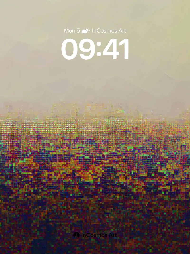 Fogged Pixel Horizon Wallpaper with Glitching Light