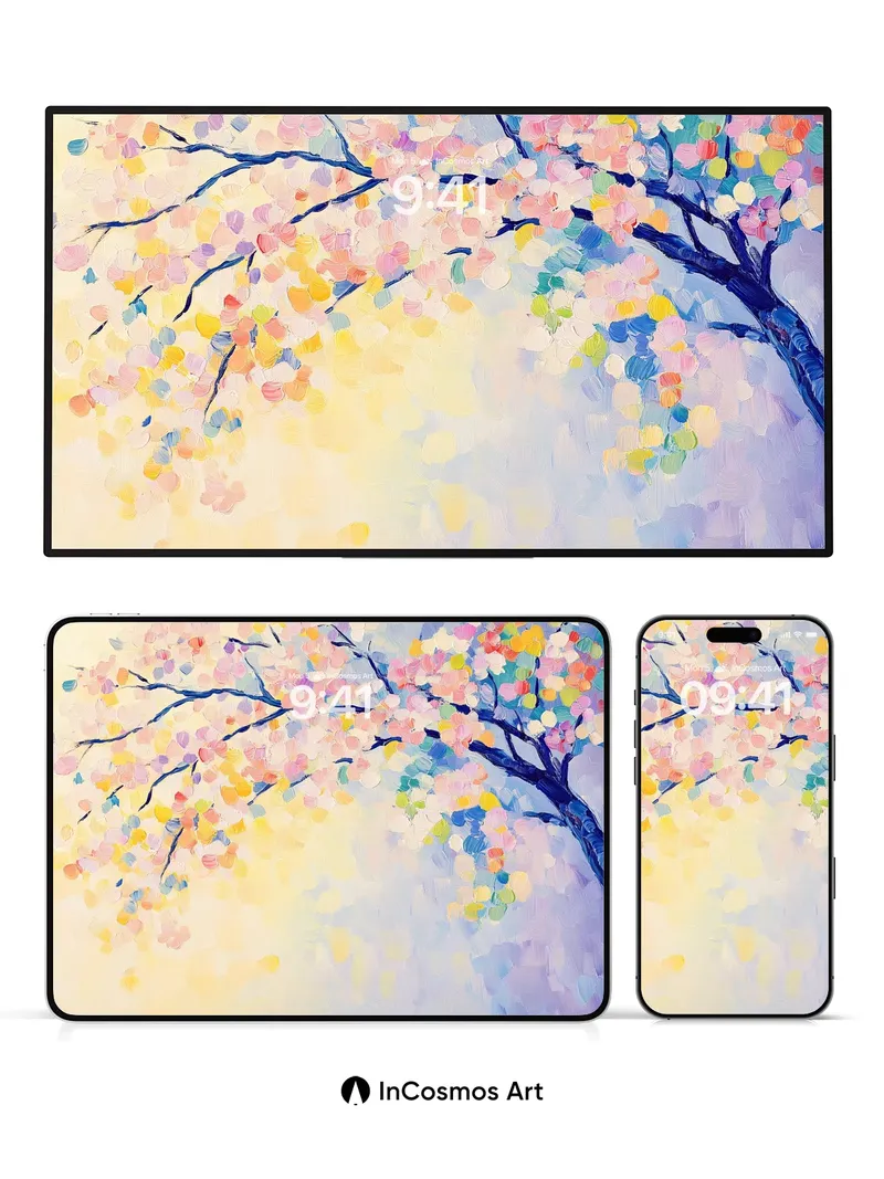 Pastel Mirage Wallpaper with Floating Blooms