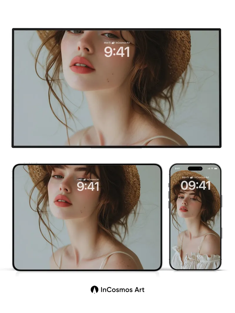 Sunlit Reverie Wallpaper with Woven Hat