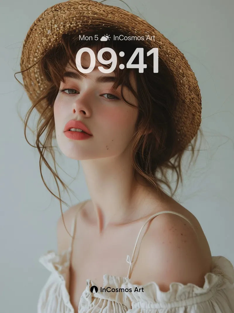 Sunlit Reverie Wallpaper with Woven Hat