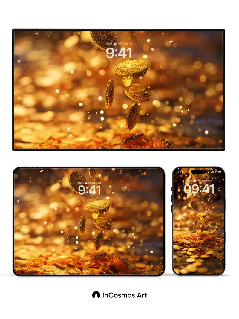 Golden Rain Wallpaper with Falling Light