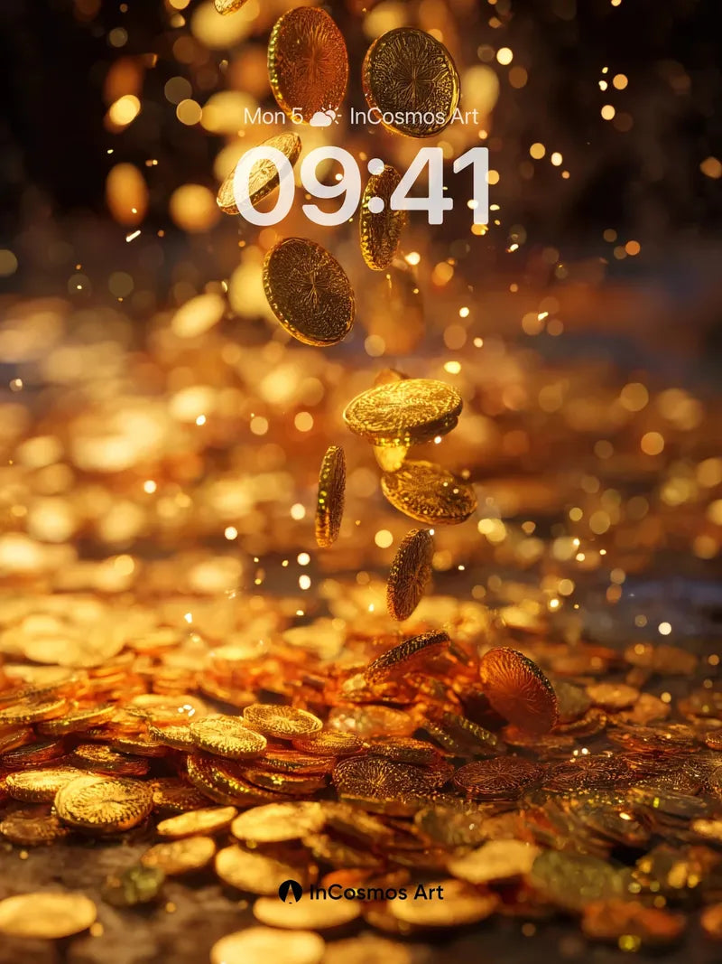 Golden Rain Wallpaper with Falling Light