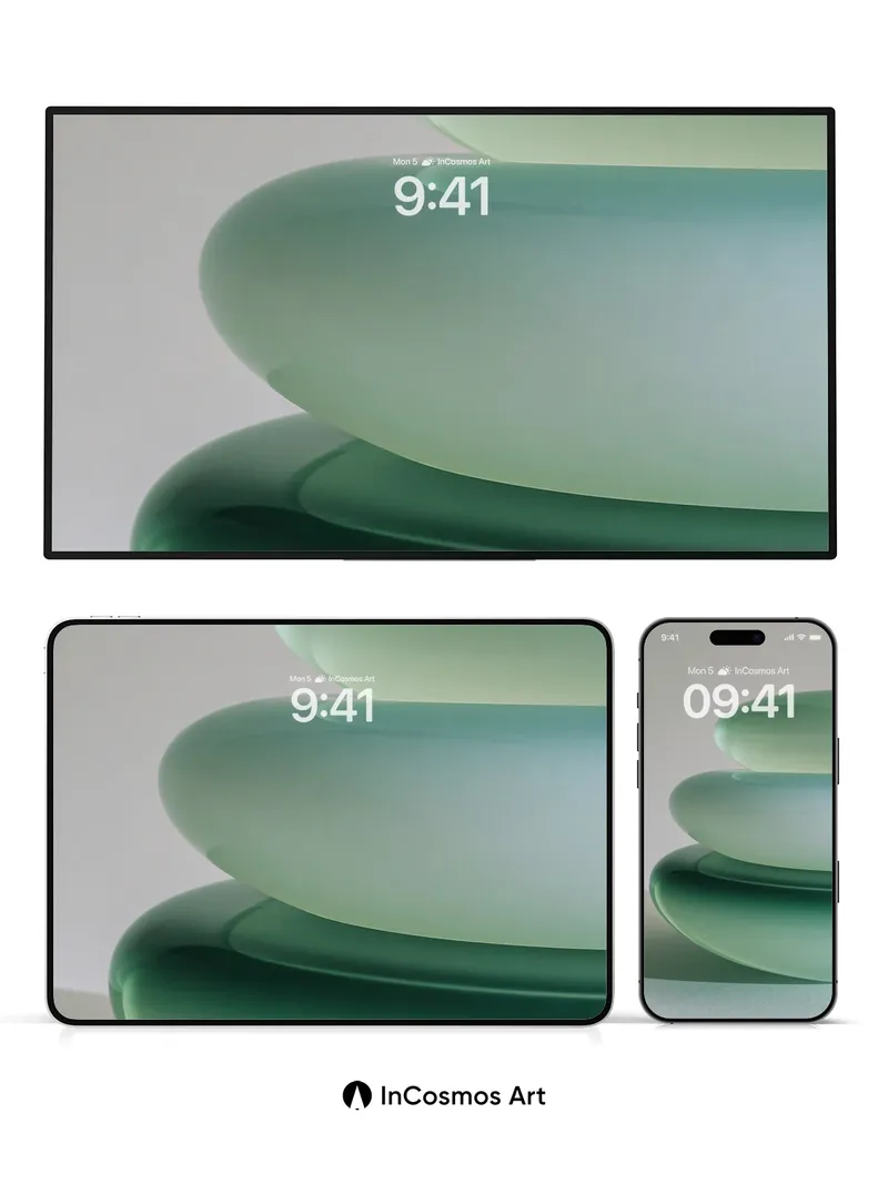 Serene Glass Wallpaper with Floating Forms