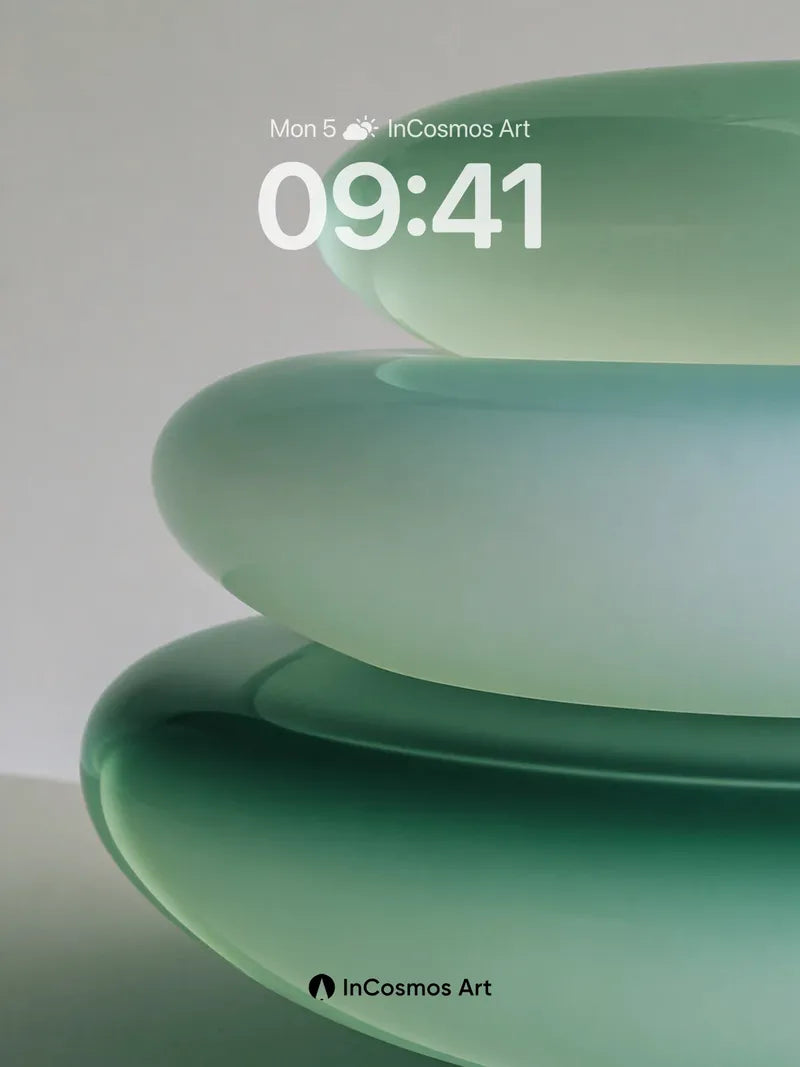 Serene Glass Wallpaper with Floating Forms