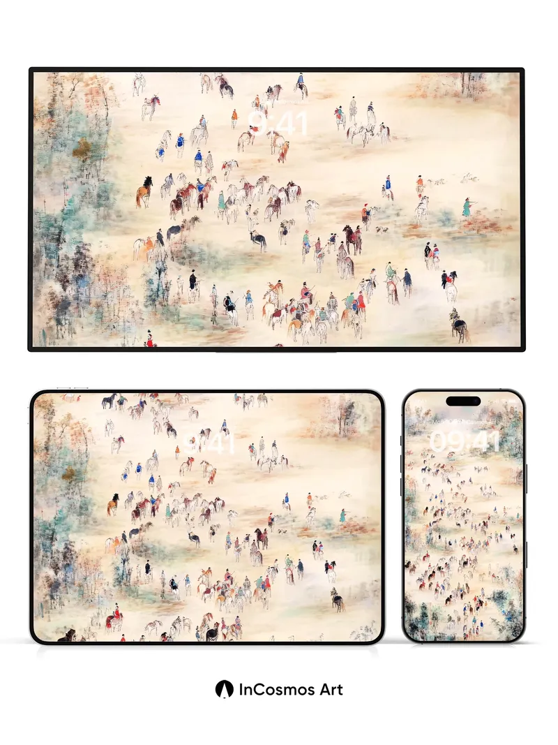 Whispering Herd Wallpaper with Mist-Borne Horses