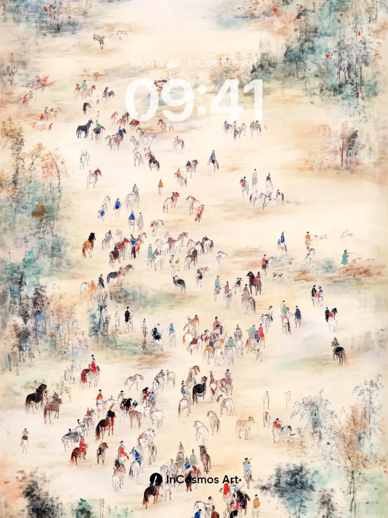 Whispering Herd Wallpaper with Mist-Borne Horses