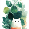 Serene Green Hush Wallpaper with Cat in Pot wallpaper for iPhone, iPad & Mac