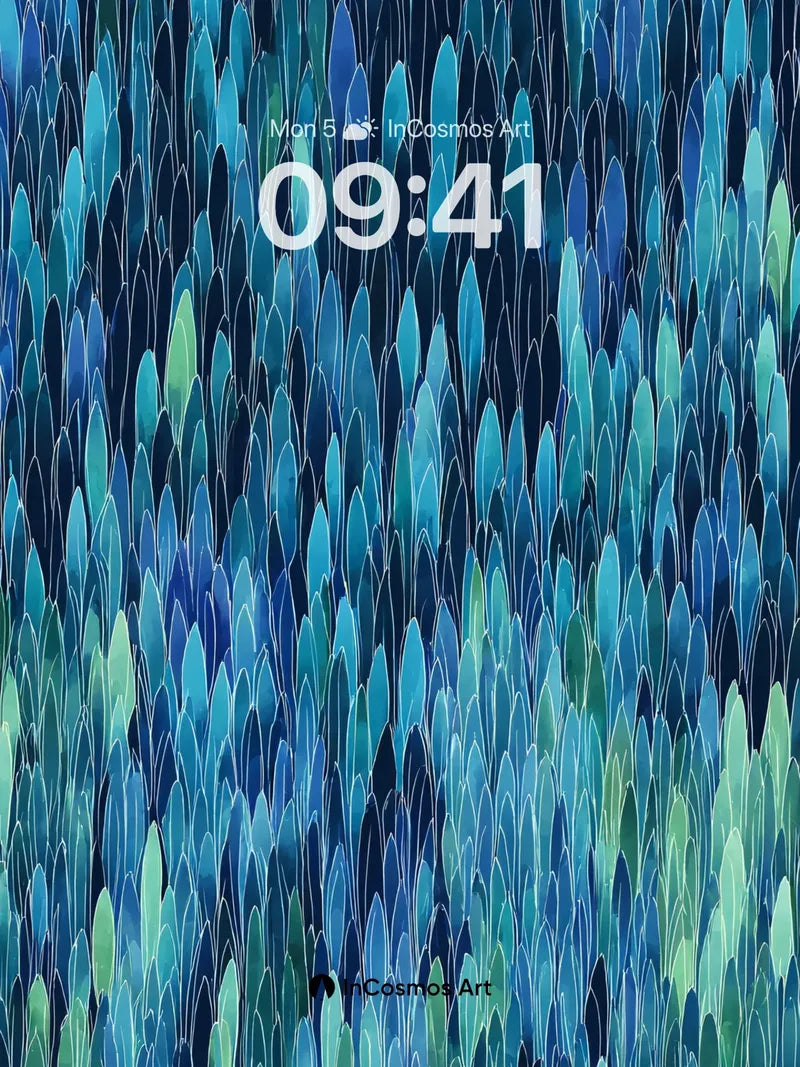 Teal Feathered Gradient Wallpaper with Depth wallpaper for iPhone, iPad & Mac