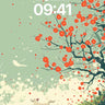 Whispering Cherry Wallpaper with Running Dog wallpaper for iPhone, iPad & Mac