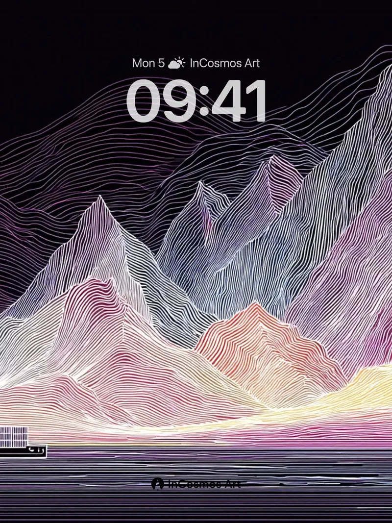 Surreal Mountain Haze Wallpaper with Floating Lines