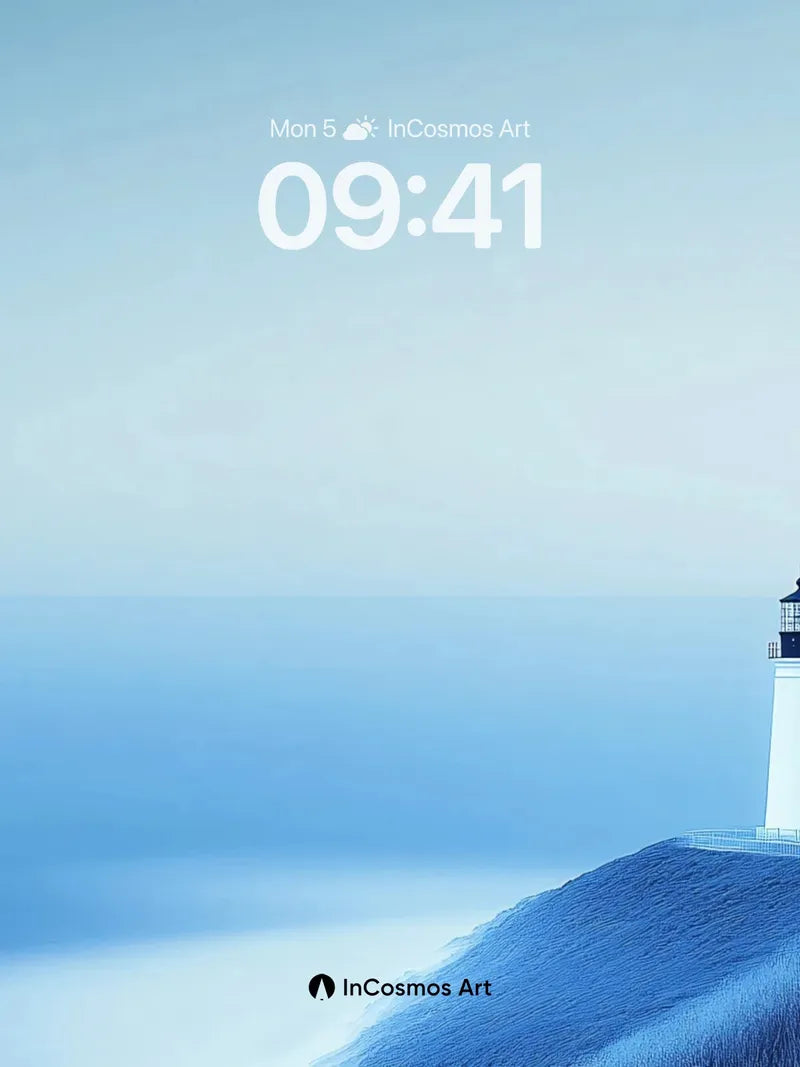 Serene Lighthouse Wallpaper with Ethereal Blue Haze