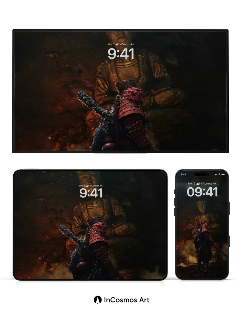 Ashen Reverie Wallpaper with Buddha's Gaze