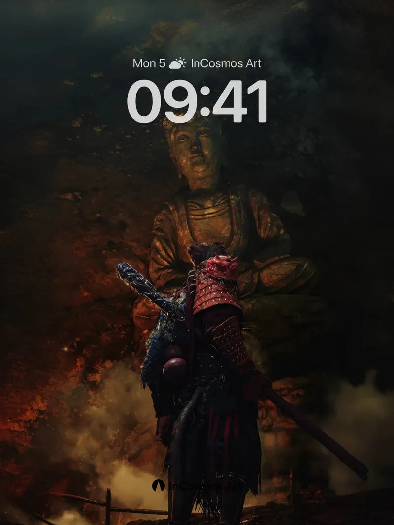 Ashen Reverie Wallpaper with Buddha's Gaze