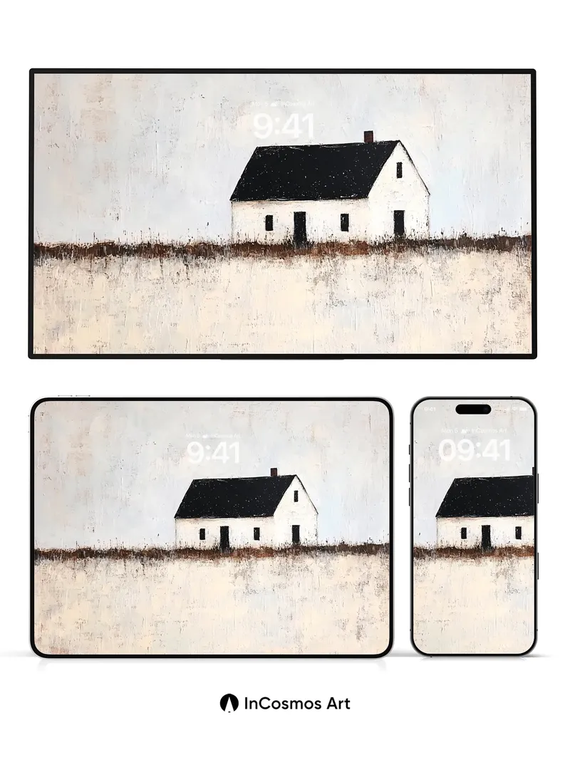 Solitary House Wallpaper with Weathered Textures
