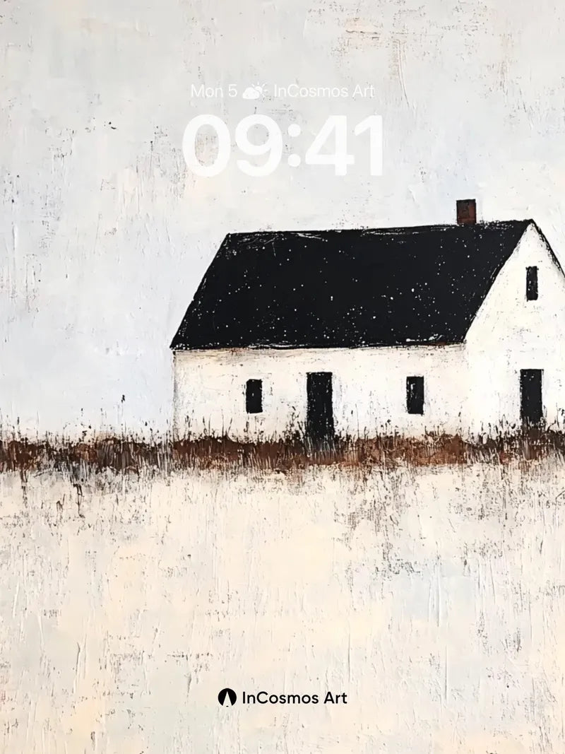 Solitary House Wallpaper with Weathered Textures