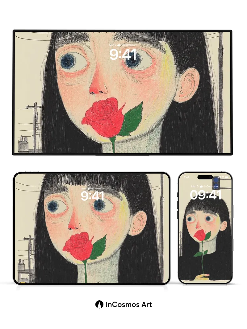 Surreal Rose Gaze Wallpaper with Urban Silence