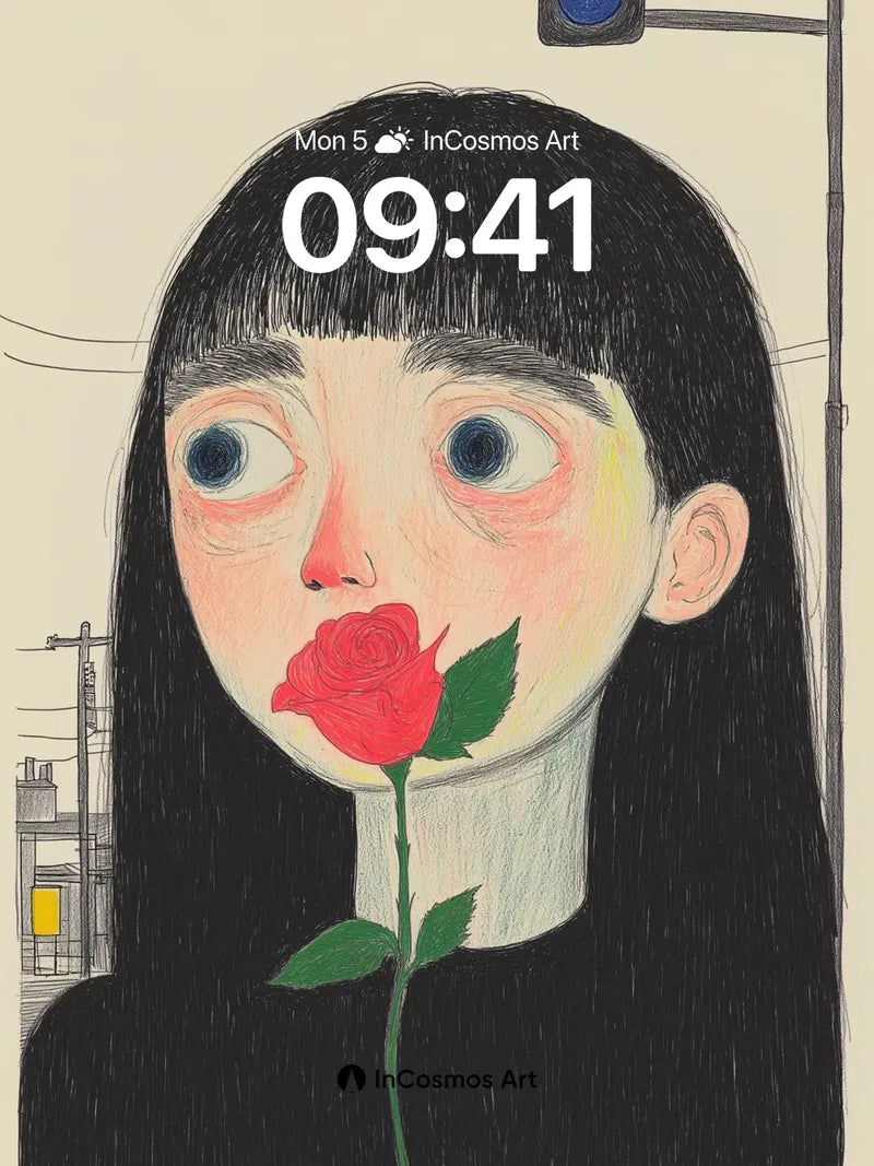 Surreal Rose Gaze Wallpaper with Urban Silence
