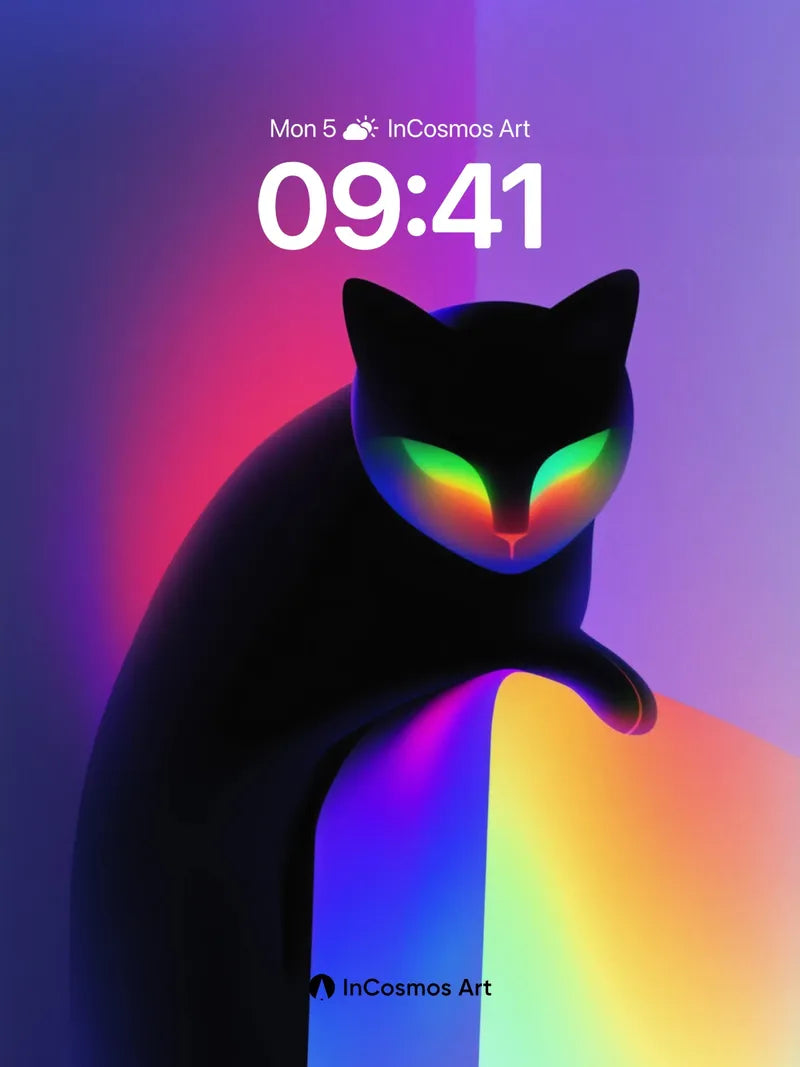 Neon Mirage Wallpaper with Rainbow Eyes