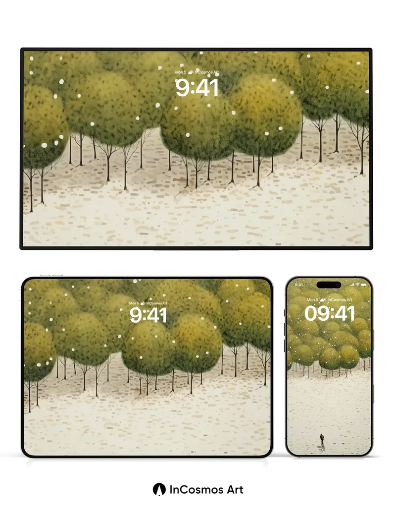 Solitary Ride Wallpaper with Dotted Canopy