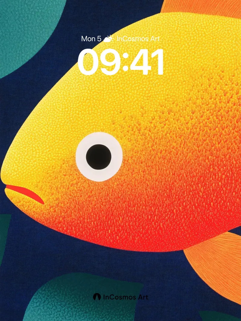 Playful Gradient Fish Wallpaper with Textured Glow