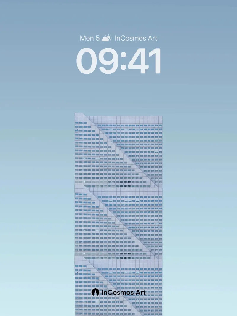 Skyward Grid Wallpaper with Geometric Light Veins