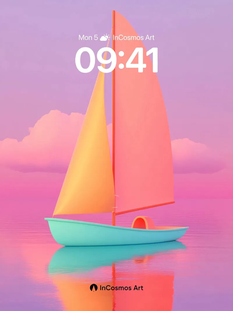 Serene Sailboat Wallpaper with Pastel Reflections