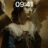 Serene Angelic Wallpaper with Modern Earphones wallpaper for iPhone, iPad & Mac