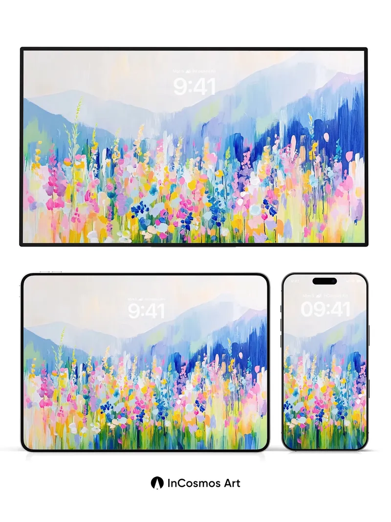 Whispering Meadow Wallpaper with Ethereal Hues