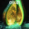 Luminous Avocado Wallpaper with Liquid Reflections wallpaper for iPhone, iPad & Mac