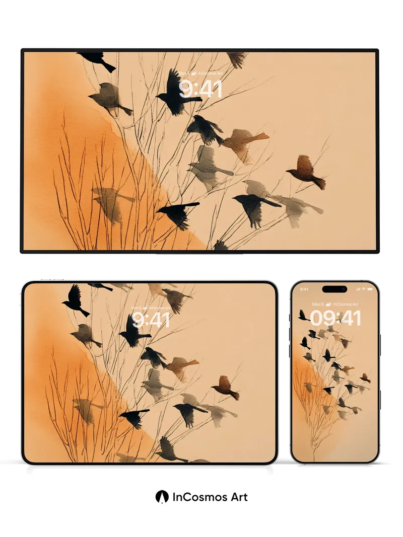 Silhouetted Flight Wallpaper with Dying Light