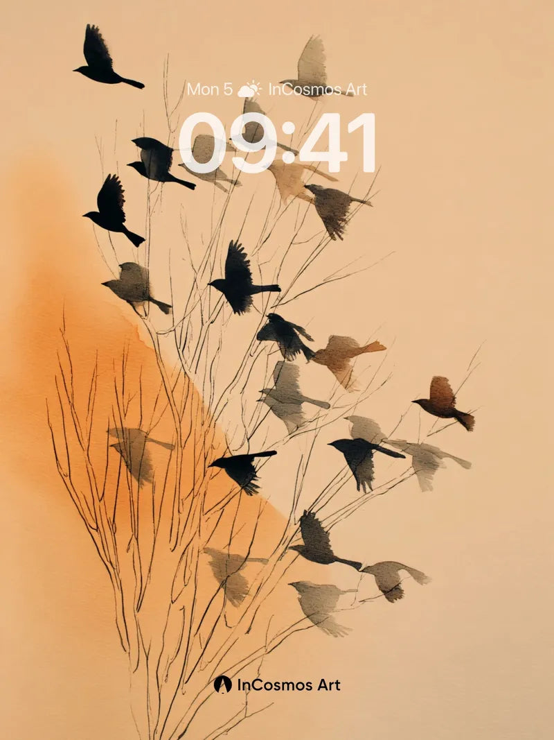 Silhouetted Flight Wallpaper with Dying Light