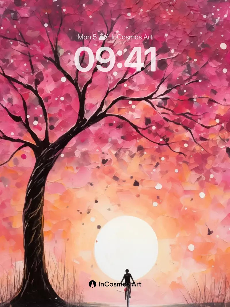 Crimson Reverie Wallpaper with Floating Light