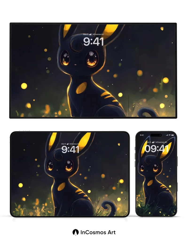 Luminous Shadow Wallpaper with Floating Embers