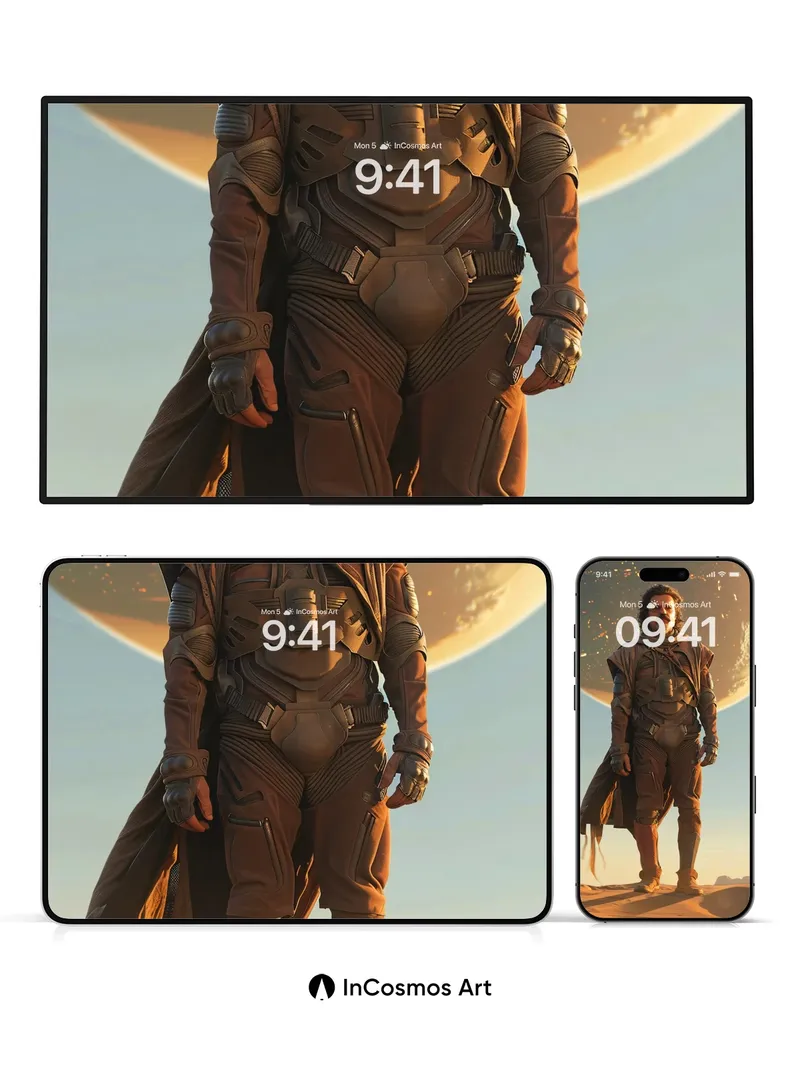 Desert Sentinel Wallpaper with Cosmic Horizon